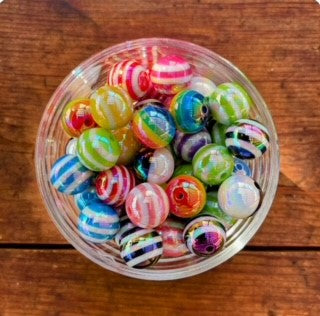 16MM Striped Acrylic Bead