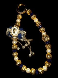 BLUE, GOLD, WHITE CAMEO PURSE CHAIN