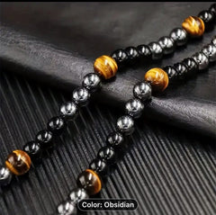 OBSIDIAN BEADED NECKLACE